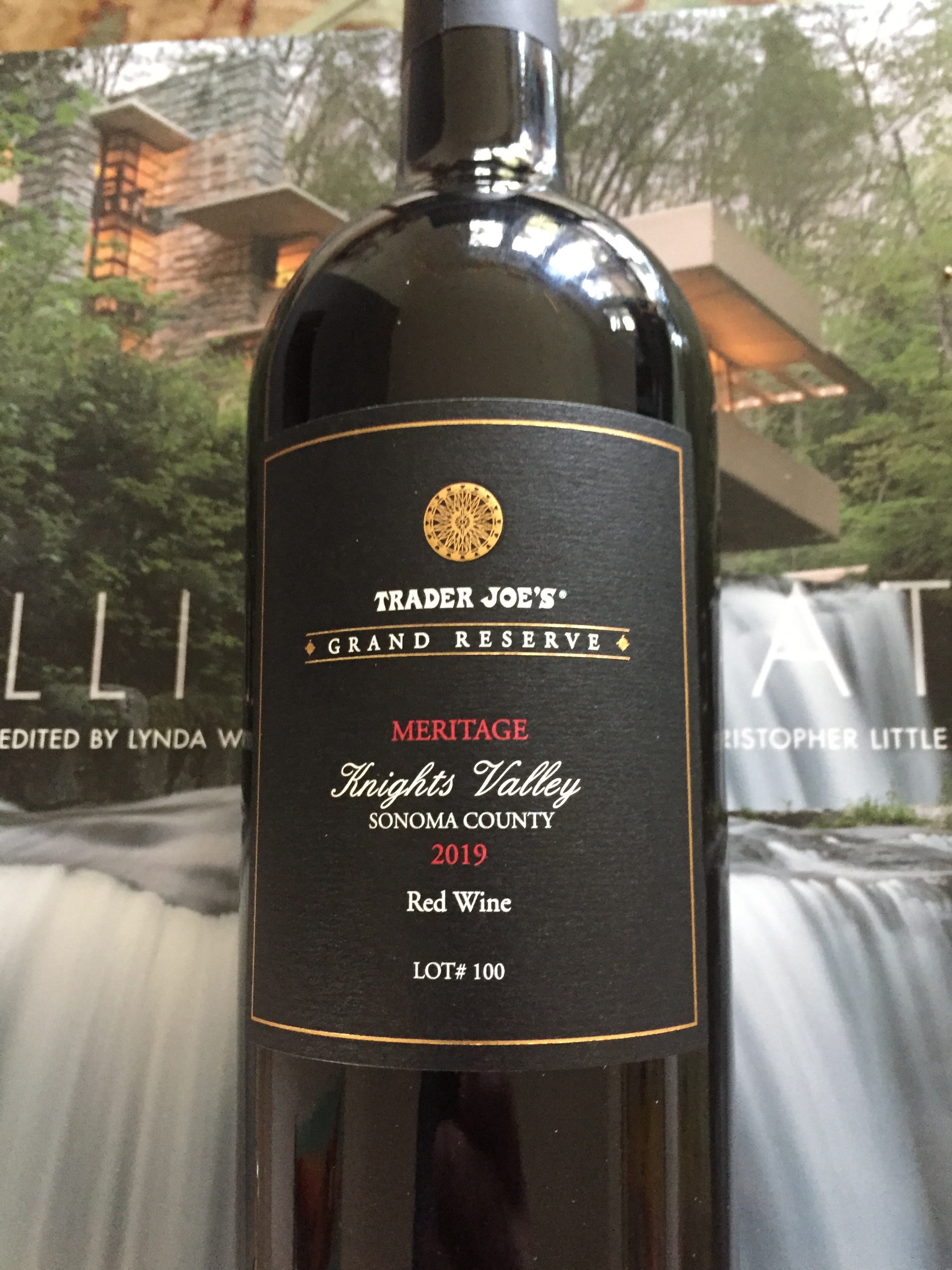 Front label of 2019 Trader Joe's Grand Reserve Knights Valley Meritage Lot #100