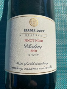 Front label of Trader Joe's Reserve 2020 Chalone Pinot Noir