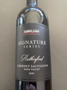 Front label of 2021 Kirkland Signature Cabernet Sauvignon, Rutherford, Napa Valley, California