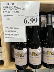 Costo store display of the 2018 Esteban-Martín Garnacha-Syrah-Tempranillo.