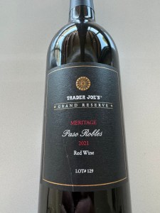 Front label of2021 Trader Joe's Grand Reserve Meritage, Lot# 129