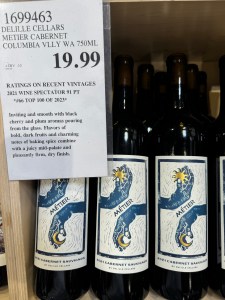 2021 DeLille Cellars Métier Cabernet Sauvignon in the bins at Costco.
