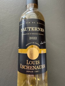 Front label of the 2022 Louis Eschenauer Sauternes from Trader Joe's