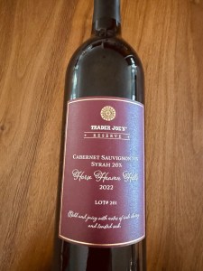 Front label of 2022 Trader Joe's Reserve, Lot #261, Cab/Syrah, Horse Heaven Hills