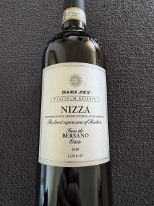 Front Label of Trader Joe's Platinum Reserve Nizza, Lot #117