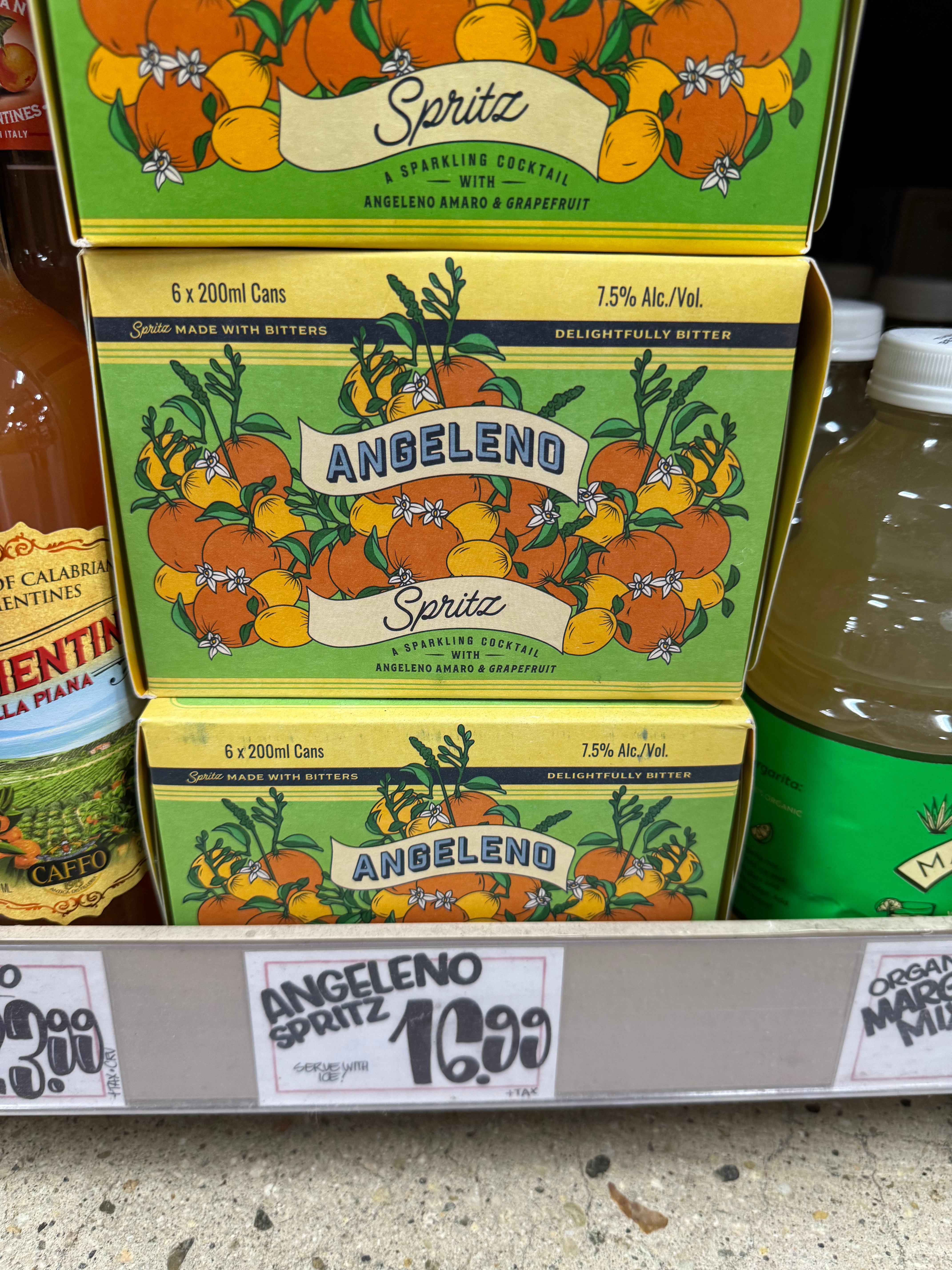 Trader Joe's store display of Angeleno Spritz from Ventura Spirits